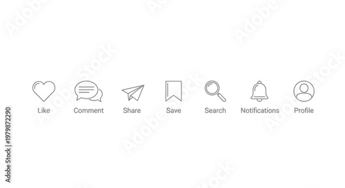 Social media icons on white background.