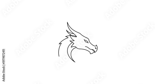 Dragon head profile line art.