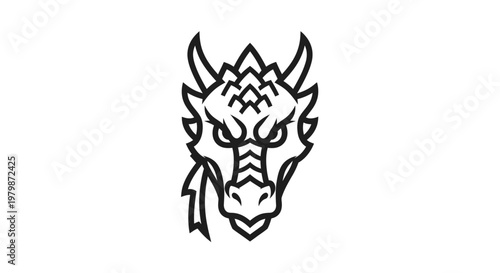 Dragon head with horns and spikes.