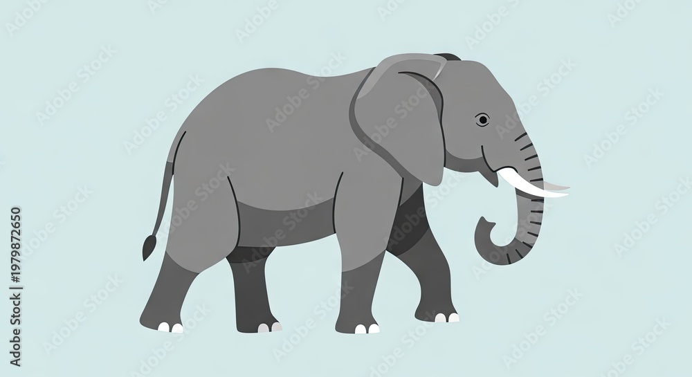 Fototapeta premium Cartoon elephant illustration on a solid background vector graphic artwork