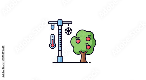 Weather Station with Tree Illustration.