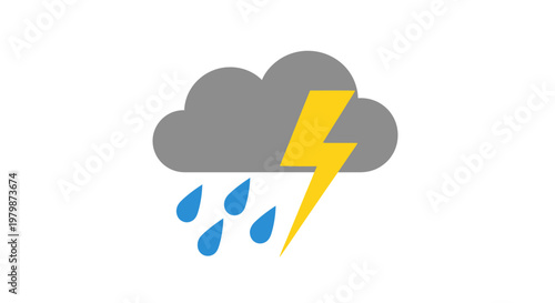 Weather stormy cloud with lightning bolt.