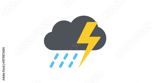 Weather storm cloud with lightning bolt.