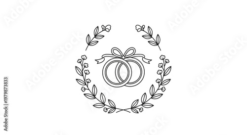 Wedding Rings with Floral Wreath Design.