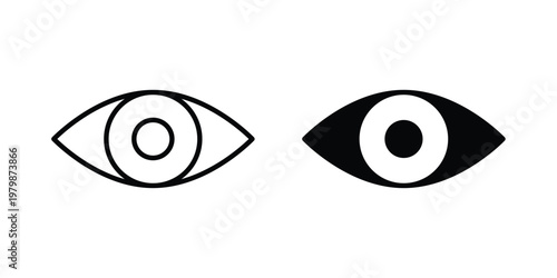 Eye icon. Flat and outline icons. Black icons