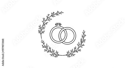 Wedding Rings with Leafy Wreath Design.