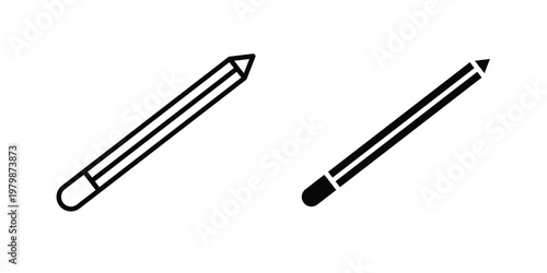 Eyeliner icon. Flat and outline icons. Black icons