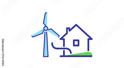 Wind Turbine Powering a House.