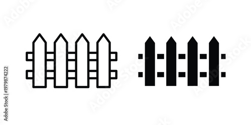 Fence icon. Flat and outline icons. Black icons