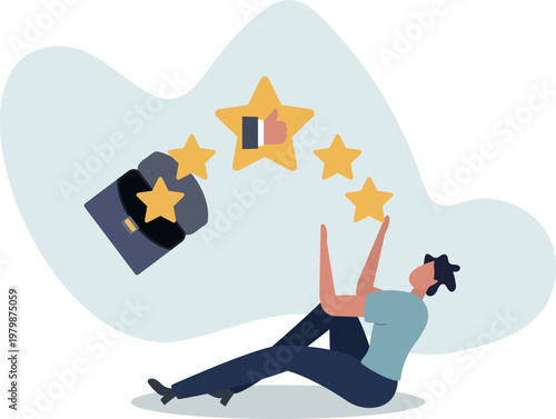 Best star rating, high quality product or good quality service, excellence customer feedback, user experience or five stars ranking concept.person's life situation and his activities.