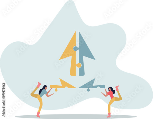 Joint venture business partnership agree to share resource and work together to achieve same goal, merge or acquisition, cooperation concept.person's life situation and his activities.
