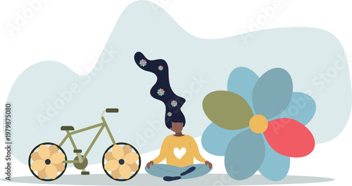 eco friendly transportation. bicycle as an environmentally friendly mode of transport.person's life situation and his activities.