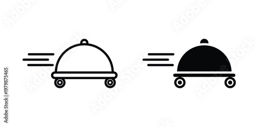 Food delivery icon. Flat and outline icons. Black icons