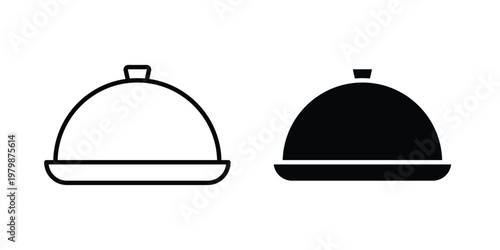Food tray icon. Flat and outline icons. Black icons