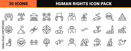 Minimalist community and social work line icon set