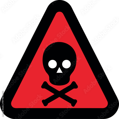 Red Toxic Skull Hazard Warning Sign