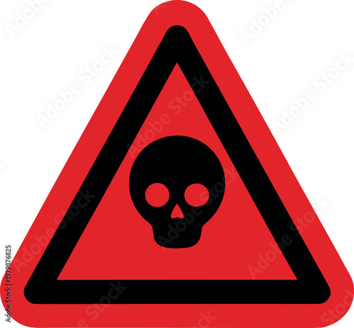 Red Triangle Toxic Hazard Skull Sign