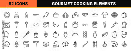 Minimalist Cooking and Kitchenware Line Icon Set