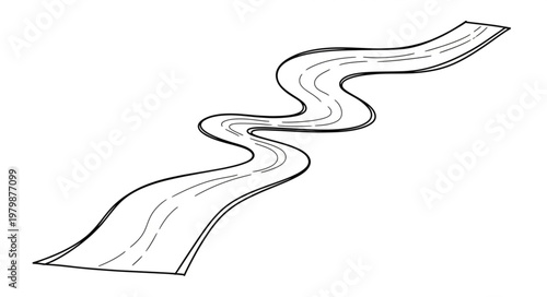 Stylized Winding River Illustration.