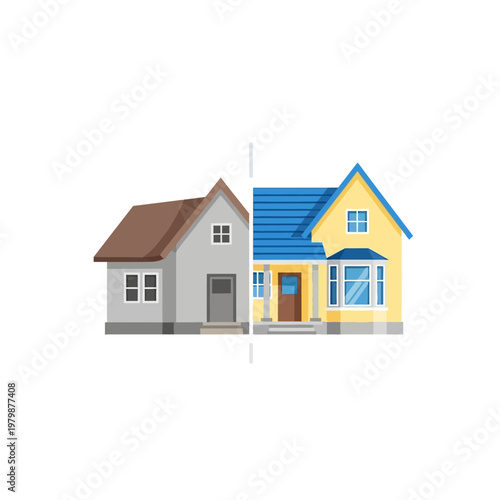 Before and After House Renovation and Improvement Concept.