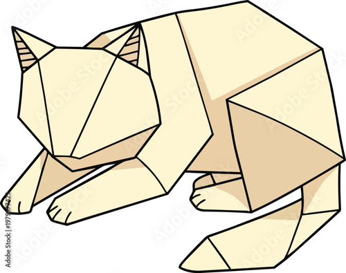 Origami Paper Cat Geometric Vector Illustration