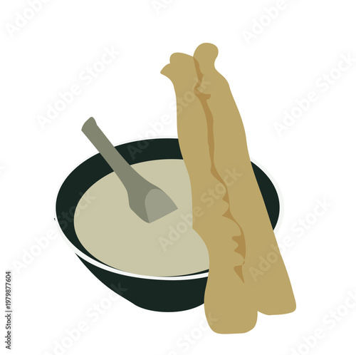 Chinese traditional cuisine, Soy milk and fried dough sticks 
