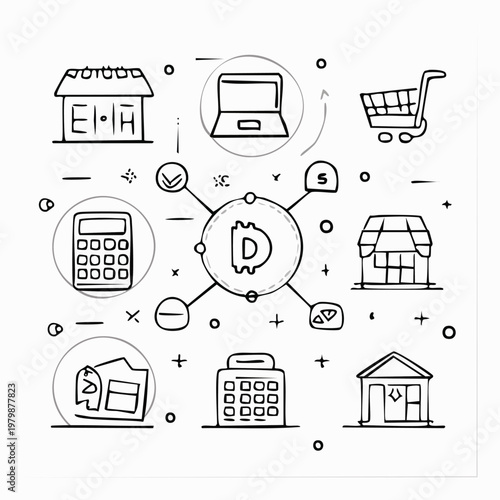 Digital currency and financial transactions concept illustration.