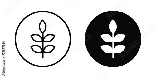 High fiber food icon. Flat and outline icons. Black icons