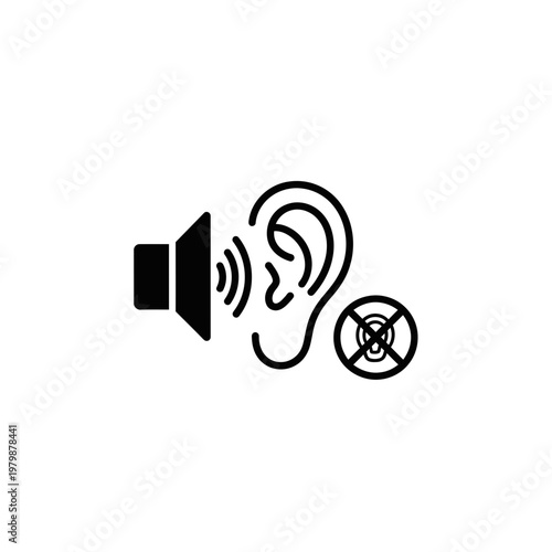 Icon representing auditory health and noise protection. EPS Editable. Vector Illustrations.