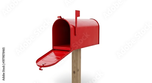 Open red metal mailbox rural postal delivery residential correspondence box