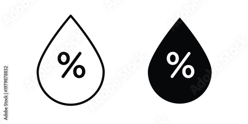 Humidity icon. Flat and outline icons. Black icons