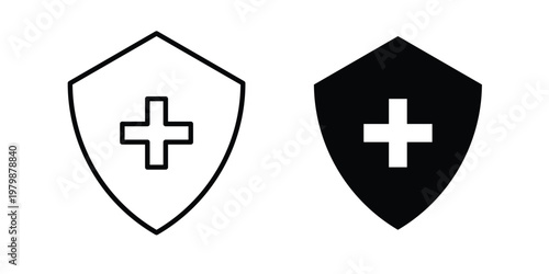 Immunity icon. Flat and outline icons. Black icons