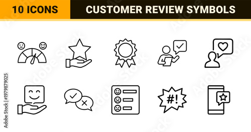 Customer Feedback and Review Line Icons Set