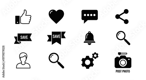 Black and white social media icons.