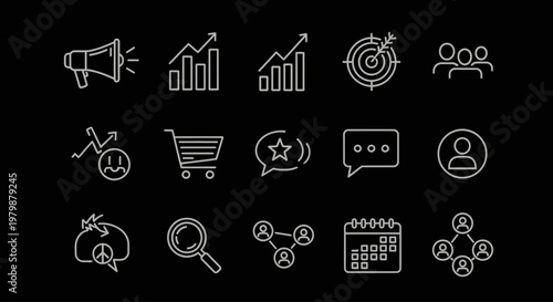 Business icons for marketing strategy.
