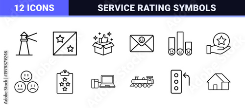 Minimalist Customer Feedback and Satisfaction Rating Icon Set