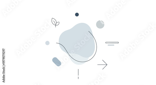 Gray liquid splash with symbols.