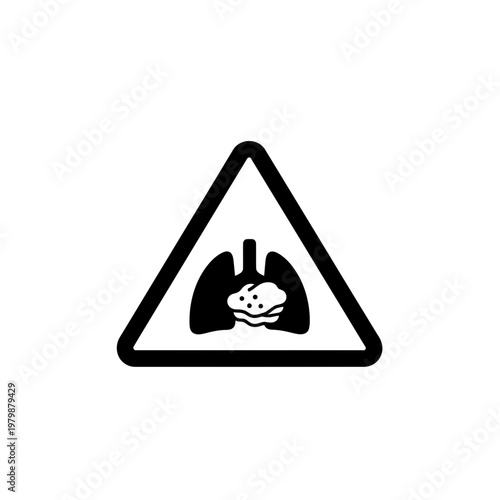 Warning sign icon representing lung disease or cancer risk. EPS Editable. Vector Illustrations.