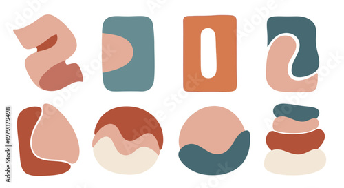 Abstract Organic Shapes Collection in Earthy Tones.