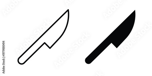 knife icon. Flat and outline icons. Black icons