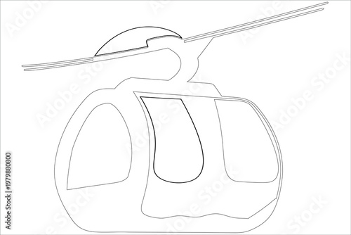Cable Car Gondola Lift Continuous Line Art Vector Illustration
