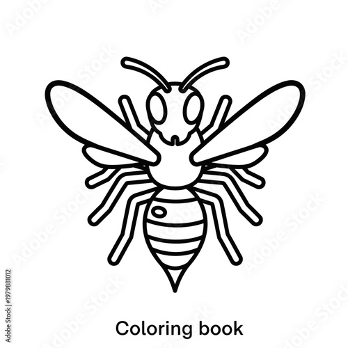Outline drawing of a bee or wasp for a coloring book, perfect for children's activities.