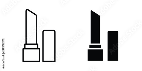 Lip balm icon. Flat and outline icons. Black icons