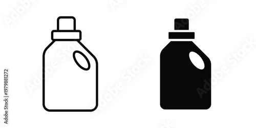 liquid detergent icon. Flat and outline icons. Black icons