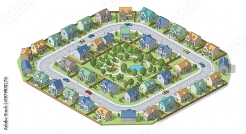Suburban neighborhood model layout design.