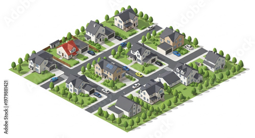 Suburban Neighborhood Residential Area Homes.