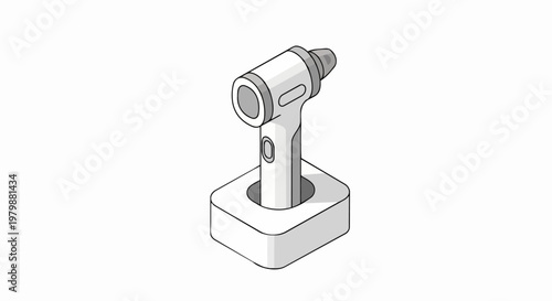 Isometric Otoscope in Charging Base, Professional ENT Medical Diagnostic Tool Illustration for Ear Examination and Healthcare Design