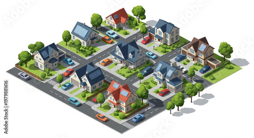 Suburban Neighborhood Residential Area Homes.