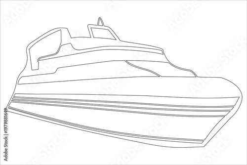 Line drawing of a large modern ferry or passenger ship side profile view