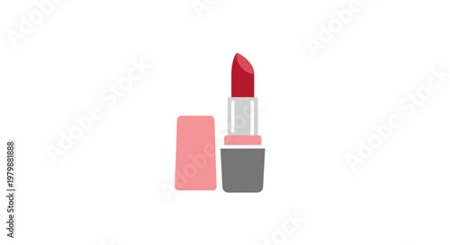 Red Lipstick in Gray Case Open.